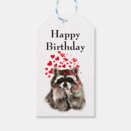 ハグ&キスかわいいラクーン吹のキス誕生日 ギフトタグ