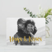 ハグ&キスゴールドフォイルバレンタインデーの写真 シーズンカード (スタンド正面)