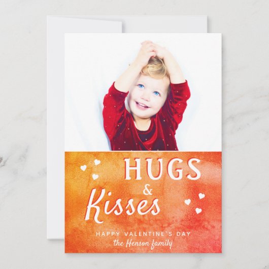 ハグ&キスハートバレンタインデーの写真カード シーズンカード (正面)