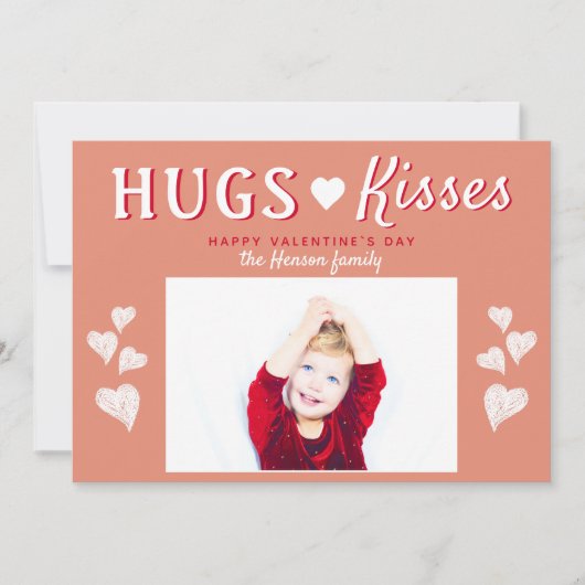 ハグ&キスハートバレンタインデーの写真カード シーズンカード (正面)