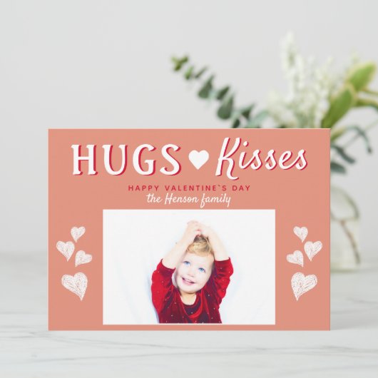 ハグ&キスハートバレンタインデーの写真カード シーズンカード (スタンド正面)