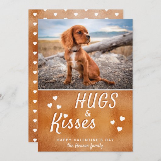 ハグ&キスハートバレンタインデーの写真 シーズンカード (正面/裏面)