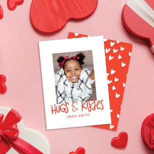 ハグ&キスバレンタインの教室フォトカード ノートカード