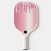 ハグ&キスバレンタインズピンクグリッタードリップカスタム ピックルボールラケット (裏面)