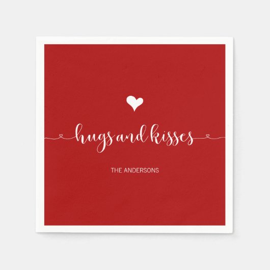 ハグ&キスバレンタインデー紙ナプキンス スタンダードカクテルナプキン (正面)