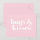 ハグ&キスピンク白モダンはっきりしたタイポグラフィ ポストカード (正面/裏面)