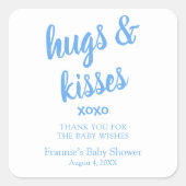 ハグ&キスブルー感謝していユーベビーシャワー スクエアシール (正面)