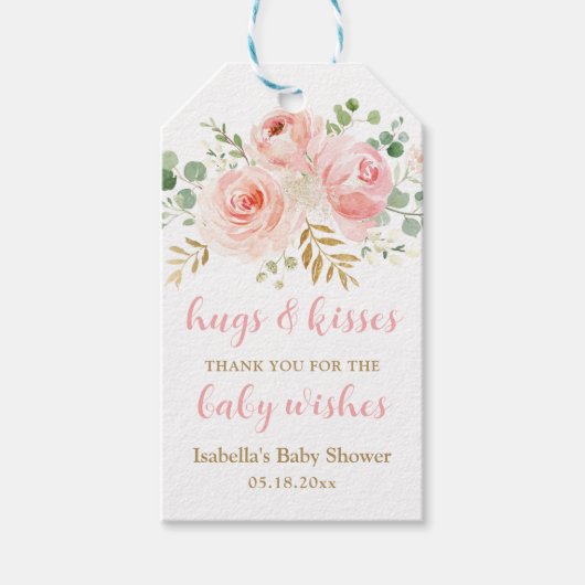 ハグ&キスベビーシャワーメッセージカード ギフトタグ (正面)