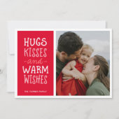 ハグ キス あたたかい願い かわいい シンプル 赤 ワンフォト シーズンカード (正面)