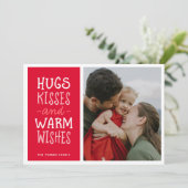 ハグ キス あたたかな ウィッシュ かわいい シンプル 赤 ワンフォト シーズンカード (スタンド正面)
