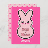 ハグ&キス かわいいウサギのバレンタインデーカード シーズンカード (正面/裏面)