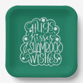 ハグ、キス、シャムロックの願い聖パトリックの日 ペーパープレート (正面)