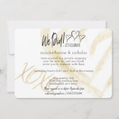 ハグ、キス、ハートの結婚後パーティー 招待状 (正面)