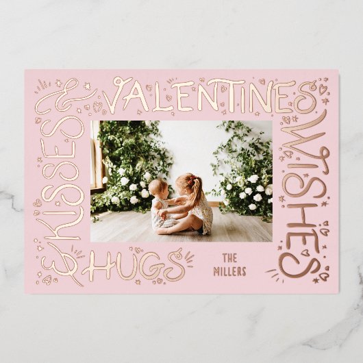 「ハグ&キス&バレンタインの願い」ハンドレター 箔シーズンカード (正面)