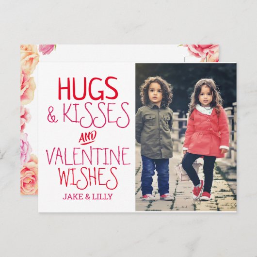 ハグ&キス|バレンタインデーの写真 シーズンポストカード (正面/裏面)