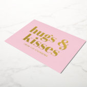 ハグ＆キス ピンク 白 モダン ボールド タイポグラフィー 箔シーズンカード (回転した状態)