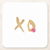 ハグ＆キス リップ XO スクエア ペーパーコースター (正面)