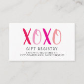 ハグ&キス (XOXO) バレンタインデーのブライダルシャワー エンクロージャーカード (正面)