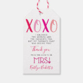 ハグ＆キス (XOXO) バレンタインデーのブライダルシャワー ギフトタグ (正面)
