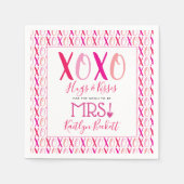 ハグ＆キス (XOXO) バレンタインデーのブライダルシャワー スタンダードカクテルナプキン (正面)