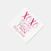 ハグ＆キス (XOXO) バレンタインデーのブライダルシャワー スタンダードカクテルナプキン (角)