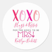 ハグ＆キス (XOXO) バレンタインデーのブライダルシャワー ラウンドシール (正面)
