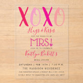 ハグ&キス(XOXO)バレンタインデーブライダルシャワー アクリル招待状 (正面)