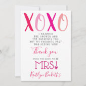 ハグ&キス(XOXO)バレンタインデーブライダルシャワー サンキューカード (正面)