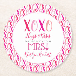 ハグ&キス(XOXO)バレンタインデーブライダルシャワー ラウンドペーパーコースター