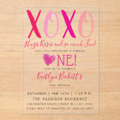 ハグ&キス(XOXO)バレンタインデー1日 アクリル招待状 (正面)