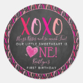 ハグ&キス(XOXO)バレンタインデー1日 ラウンドシール (正面)