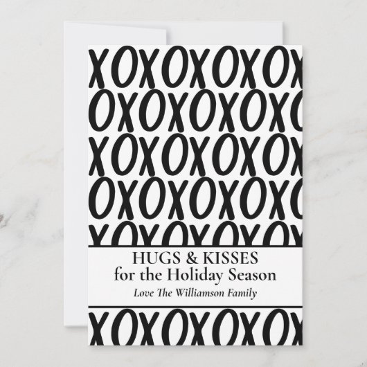 ハグ＆キス XOXO モノクロ ミニマリスト シーズンカード (正面)