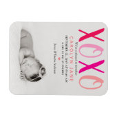 ハグ&キス(XOXO)写真誕生のお知らせ マグネット (横)