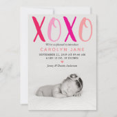 ハグ&キス(XOXO)写真誕生のお知らせ 案内状 (正面)