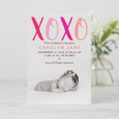 ハグ&キス(XOXO)写真誕生のお知らせ 案内状 (スタンド正面)