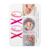 ハグ&キス(XOXO) 3写真誕生のお知らせ マグネット (縦)