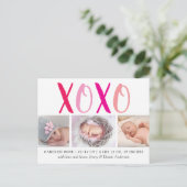 ハグ&キス(XOXO) 3写真誕生のお知らせ 案内ポストカード (スタンド正面)