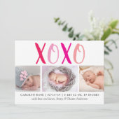 ハグ&キス(XOXO) 3写真誕生のお知らせ 案内状 (スタンド正面)