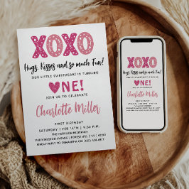 ハグ＆キッス バレンタインデー 1歳の誕生日 招待状