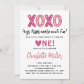 ハグ＆キッス バレンタインデー 1歳の誕生日 招待状 (正面)