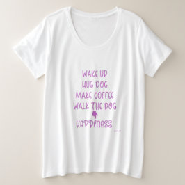 ハグ・ドッグ…ハピネス白Tシャツ プラスサイズTシャツ