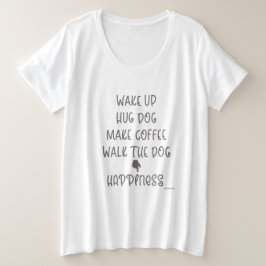 ハグ・ドッグ…ハピネス白Tシャツ プラスサイズTシャツ