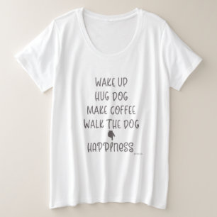 ハグ・ドッグ…ハピネス白Tシャツ プラスサイズTシャツ