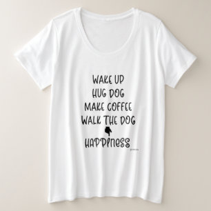 ハグ・ドッグ…ハピネス白Tシャツ プラスサイズTシャツ