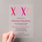 ハグ&モダンキス(XOXO)バレンタインデーパーティー アクリル招待状 (インサイチュ (ポータブル))