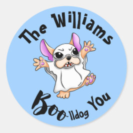 ハグ：不気味可愛いブルドッグフランスのブハロウィーン ラウンドシール