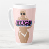 ハグ、漫画の美しさ、ビキニーの女性 カフェラテマグ (左アングル)