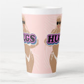 ハグ、漫画の美しさ、ビキニーの女性 カフェラテマグ (正面)