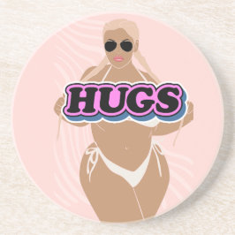 ハグ、漫画の美しさ、ビキニーの女性 コースター