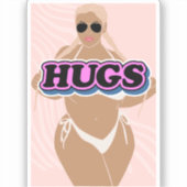 ハグ、漫画の美しさ、ビキニーの女性 シール (正面)